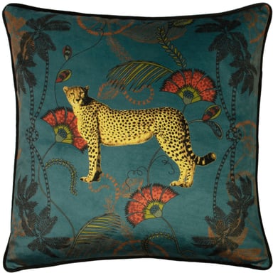 Paoletti Tropische Cheetah Velours Kussenhoes met Piping