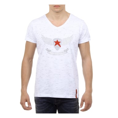 Andrew Charles Mens T-Shirt Short Sleeves V-Neck White CONNOR