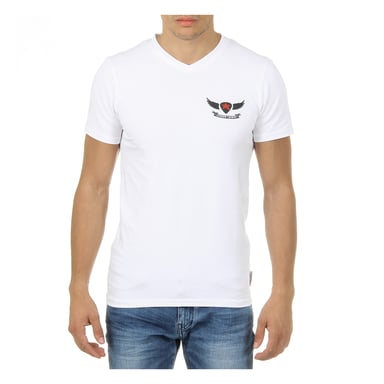 Andrew Charles Mens T-Shirt Short Sleeves V-Neck White KENAN