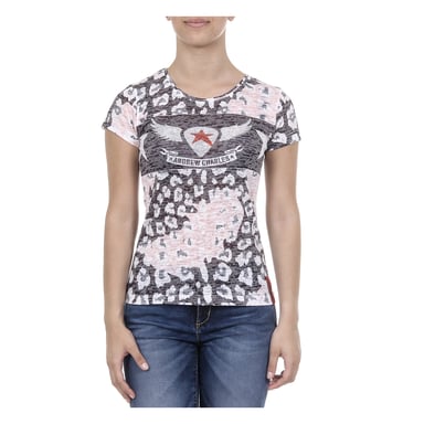 Andrew Charles Womens T-shirt Short Sleeves Round Neck Pink MAYA