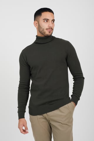 Khaki 'Hume' Roll Neck Jumper
