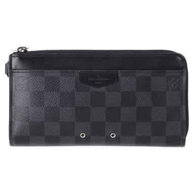 Louis Vuitton Dragonne Zippy Damier Portemonnee in Zwart Gecoat Canvas