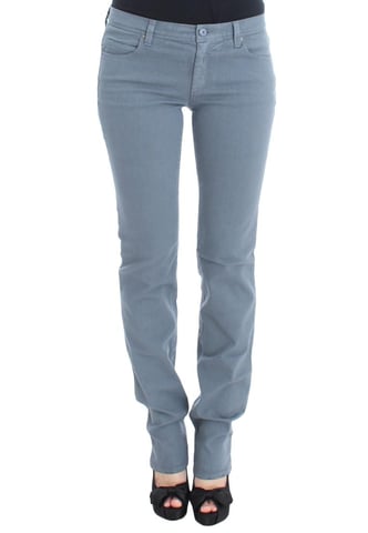 Ermanno Scervino Dames Blauwe Katoenmix Slim Fit Bootcut Jeans