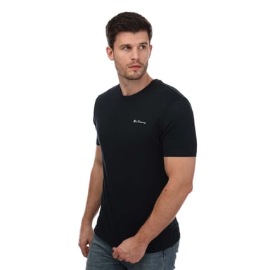 Heren Ben Sherman Script Logo T-shirt in Navy