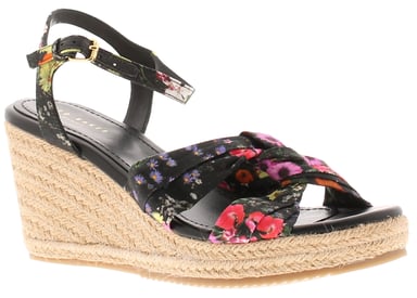 Ted Baker Dames Sandalen Cardima Espadrille Wedge Bloemenprint Zwart