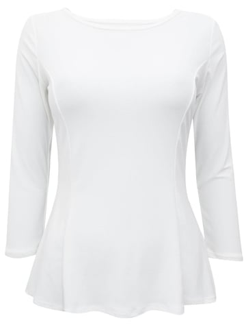 Ivory Jersey 3/4 Sleeve Peplum Top