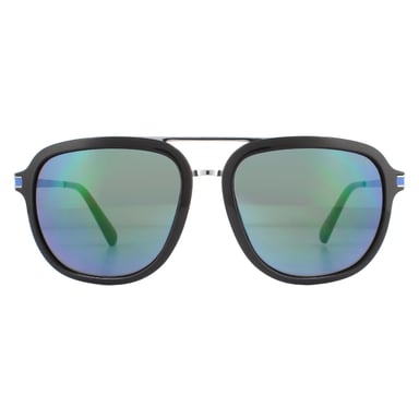 Raad zonnebril gu6965 01c glanzende zwarte blauwe spiegel
