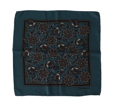 Dolce & Gabbana Blue Floral Silk Square zakdoek heren sjaal
