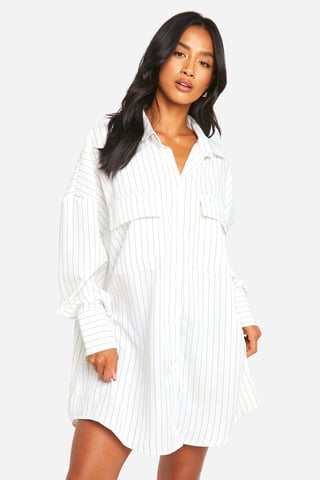 Petite Oversized Stripe Shirt Dress