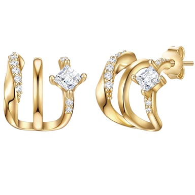 Stud earring sterling silver yellow gold zirconia  white Glanzstücke München
