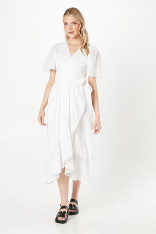 Broderie Frill Wrap Dress