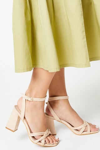 Samara Woven Spaghetti Strap High Block Heeled Sandals