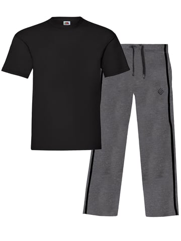 Enzo | Heren T-shirt & Broek Loungewear Set - Zwart/Charcoal