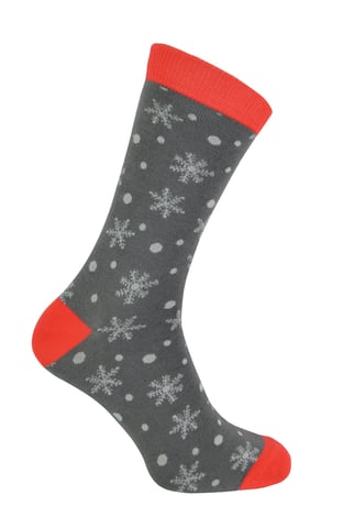 Mr Heron Mens nieuwigheid bamboe kerstsokken - Sneeuwvlokken (Grijs)