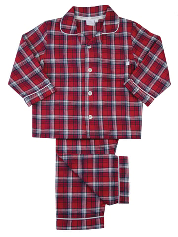Boys Red Check Traditional Cotton Pyjamas Set