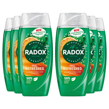 Radox Shower Gel Feel Refreshed With eucalyptus & citrus Scent, 225ml, 6 Pack