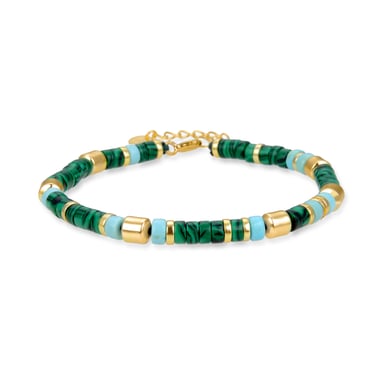 Luxenter Armband in 925 sterling zilver met malachiet in 18K geel goud - Ihun