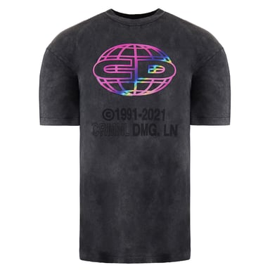 Criminal Damage Washed Heren Zwart T-Shirt