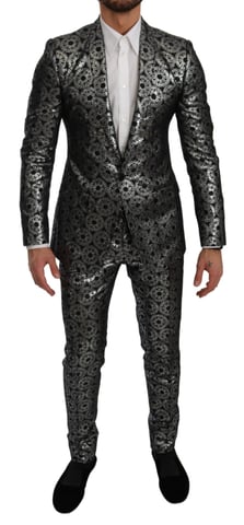Dolce & Gabbana Heren Blauw Zilver Slim Fit GOUD 2-Delig Pak