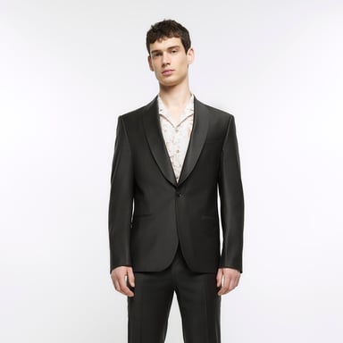 River Island Mens Suit Jacket Brown Slim Fit Wool Premium