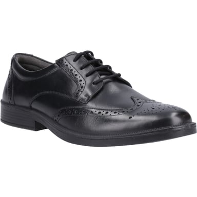 Hush Puppies Nolan Leer Heren Zwart Brogues Schoenen