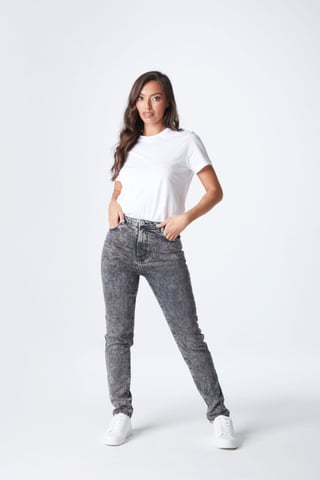 Acid Wash Black Mom Jean