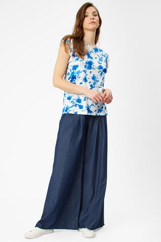 Floral Print Frill Sleeve T-shirt