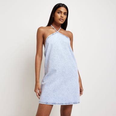 River Island Womens Halter Mini Dress - Blue
