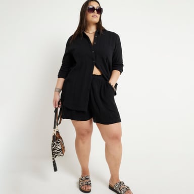 River Island Womens Shorts Plus Black Textured