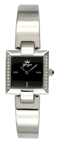 Yonger and Bresson Black Dial Silver Stainless Steel Watch
