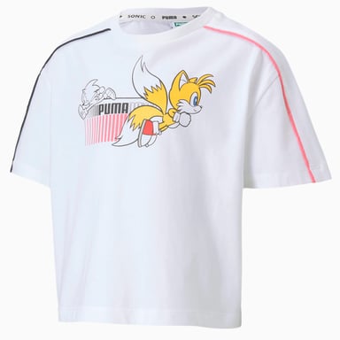 Puma x Sega Sonic Grafisch Kurzarm Crew Hals Wit Kinder T-shirt