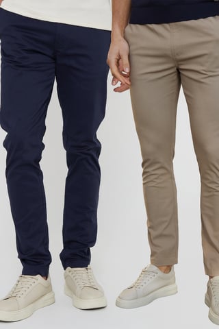 2-Pack Cotton Slim Fit Chino Trousers With Stretch