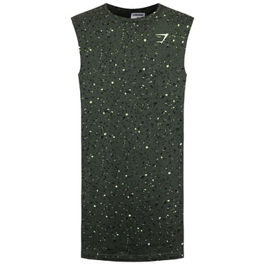 Gymshark Micro Print Heren Groen Drop Tank Top