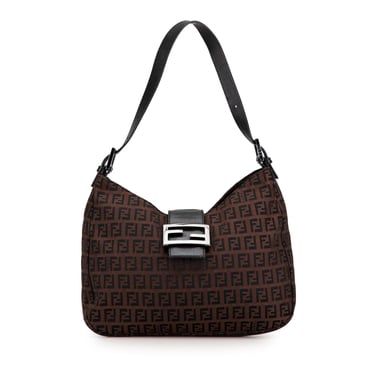 Vintage Fendi Zucchino Canvas Schoudertas Bruin