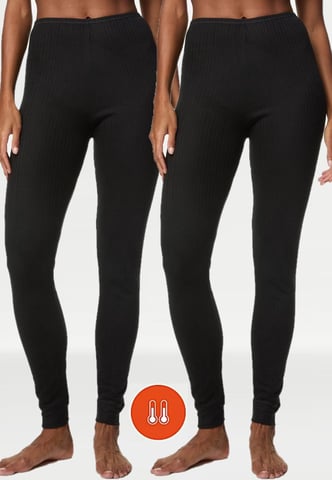 M & S Womens 2 Pack Thermische Pointelle Legging In Zwart