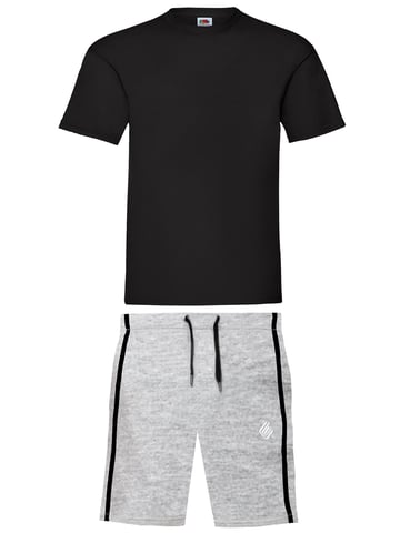 Enzo | Heren T-shirt & Korte Broek Loungewear Set - Zwart/Grijs