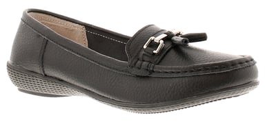 Love Leather Womens Shoes Flat Nautical Leather Slip On black