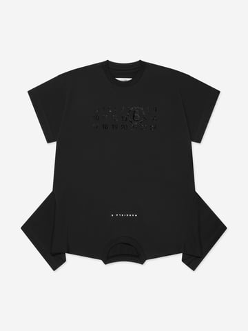 MM6 Maison Margiela Girls Asymmetric T-Shirt Dress in Black