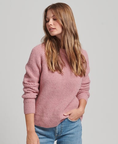 SUPERDRY Geribde trui met ronde hals van tweed