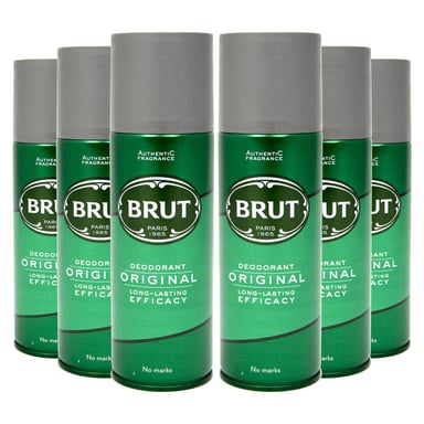 Brut Original Men's Deodorant Body Spray with Distinctive Fragrance 200ml, 6pk