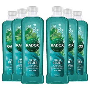 Radox Mineral Therapy Bath Soak Stress Relief, Rosemary & Eucalyptus Scent 6x1L