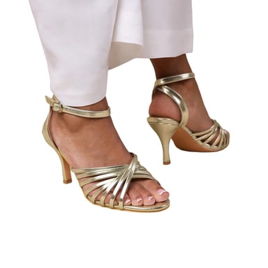 Where's That From Dames/Dames Cyprus Halfhoge Sandalen met Crossover-bandje (Goud)