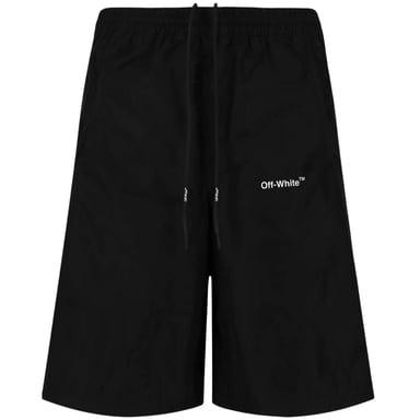 Gebroken witte Diag Outline zwarte trainingsshort