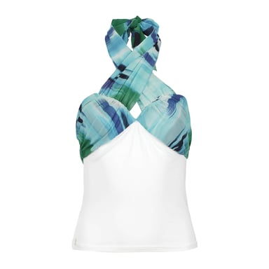 Top met Print en Kruisbandjes van Voile Viscose, Aansluitend Model