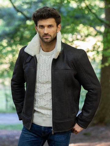 Hawker Sheepskin Flying Jacket in Dark Brown