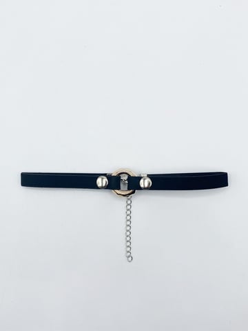 Faux Suede Choker Necklace With Ring Charm In Black