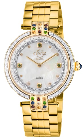 GV2 Women's  Matera 12803B Swiss Quartz Diamond White MOP  Dial Watch