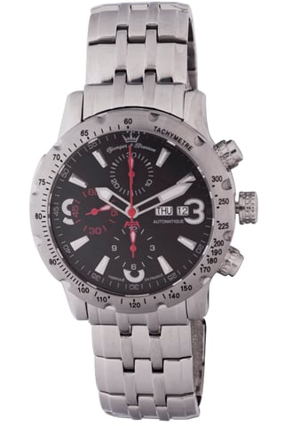 Yonger Silver Stainless Steel Black Dial Watch