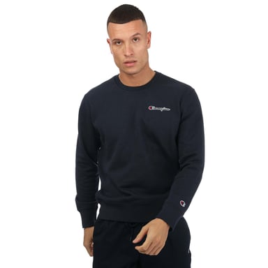 Champion sweatshirt met ronde hals en klein script-logo voor heren, marineblauw