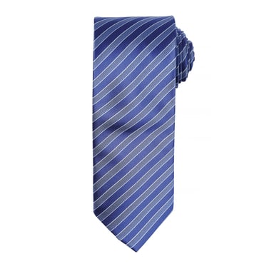 Premier Heren Dubbel Streep Patroon Formele Zakelijke Stropdas (NAVY/BLAUW)